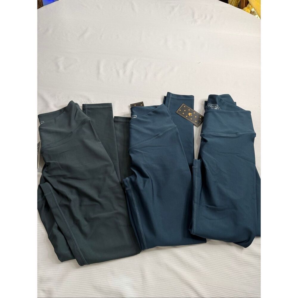 Obsession Women's V-Front High Waist Scrunch Butt Leggings Dark Blue Grey Small